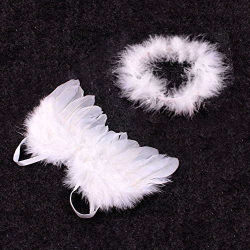 Plumas Alas Aureola de Angel de Cupido Props Libre Para Bebá0-6 Meses