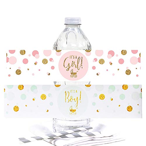 PMSMT Baby Shower 12 Piezas Etiqueta de Botella de Agua Pegatinas es una Etiqueta de niño/niña revelación de género decoración de Bautizo Suministros de Babyshower