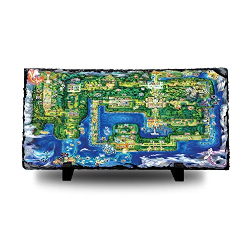 Pokemon – Mapa Let's Go Pizarra Natural con Soporte Anime computadora Arte Regalo, 30x15cm