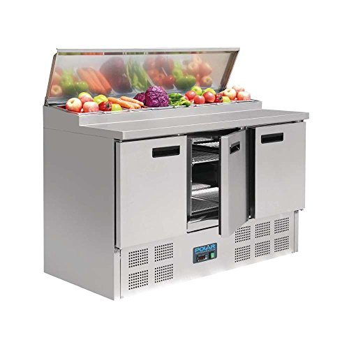 Polar - Mostrador refrigerado para preparación de pizza y ensaladas con pantalla - 390 L - Frigorífico comercial