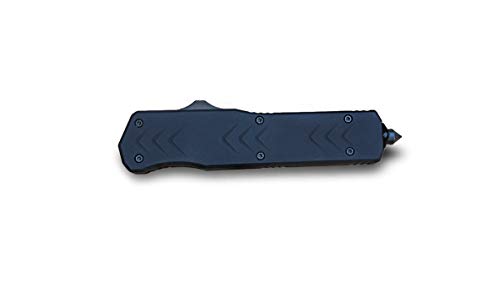 PoLe.Craft Cuchillo Plegable Navaja de Bolsillo Cuchillo Supervive - 440C Steel 58 HRC OTF Doble Acción - para Seguridad Defensa Aventura Senderismo Pesca Caza con Clip Vidrio Bolsa (THK-9263)