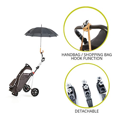 Porta Paraguas y sombrillas universal y desmontable de Jicaclick | Sujeta paraguas universal para carro de bebé, silla de ruedas, carros de golf, bicicletas, sillas de playa o trípodes. (XL)