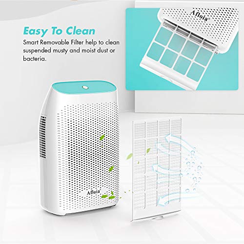 Portable Deshumidificador Silencioso Deshumidificador Eléctrico Bajo Consumo y Cuarto Seguro Evite Bacterias y Humedad para Oficina, Baño, Domitorio, Cocina, Closet, Garaje, Caravana, Sótano (2000ml)