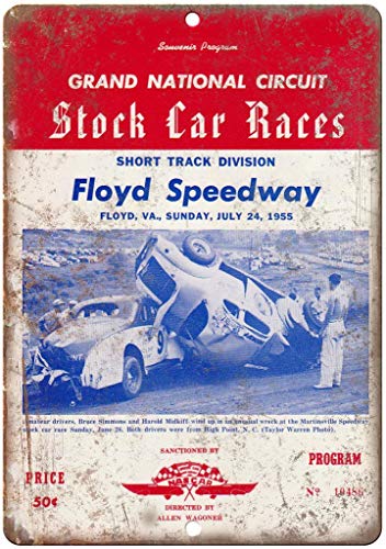 Póster de metal con texto en inglés "Not Floyd Speedway Stock Car Races" para decoración de pared para cafetería, bar, hotel, oficina, hogar, patio