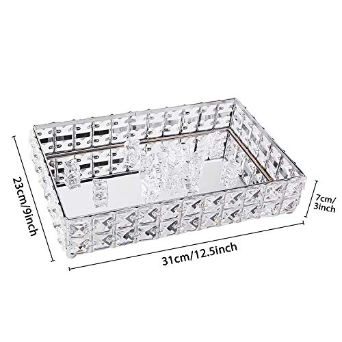 PowerKing Bandeja de Maquillaje, Bandeja de Organizador cosmético de Cristal para la Boda Decoración de tocador para el hogar - Bandeja de joyería de Pastel de Frutas Dulces (Astilla)