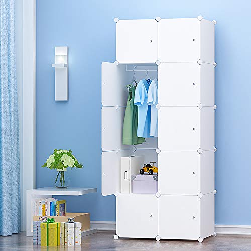 PREMAG - Guardarropa portátil para colgar ropa, armario combinado, armario modular para ahorrar espacio, organizador ideal para libros, juguetes