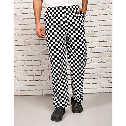 Premier Essential - Pantalones Unisex de cocinero/chef (2XL/Negro/Blanco (cuadros grandes))