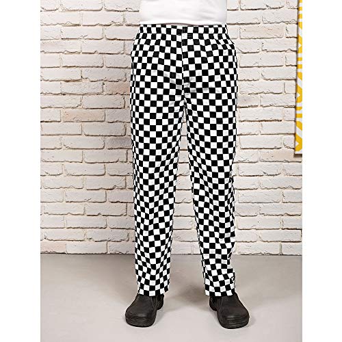 Premier Essential - Pantalones Unisex de cocinero/chef (2XL/Negro/Blanco (cuadros grandes))