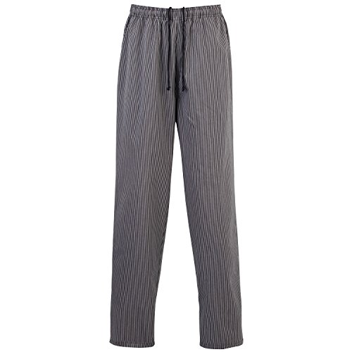 Premier Essential - Pantalones Unisex de cocinero/chef (2XL/Negro/Blanco (cuadros grandes))