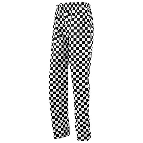 Premier Essential - Pantalones Unisex de cocinero/chef (2XL/Negro/Blanco (cuadros grandes))