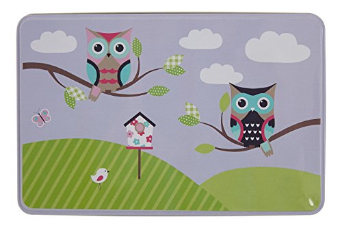 Premier Housewares – Feliz búhos de Almacenamiento Rectangular, Conjunto de 2, Lata, Multi Color, 13 x 20 x 7 cm