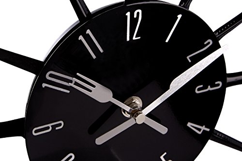 Premier Housewares - Reloj de pared, diseño de cubertería, diámetro de 43 cm, color negro