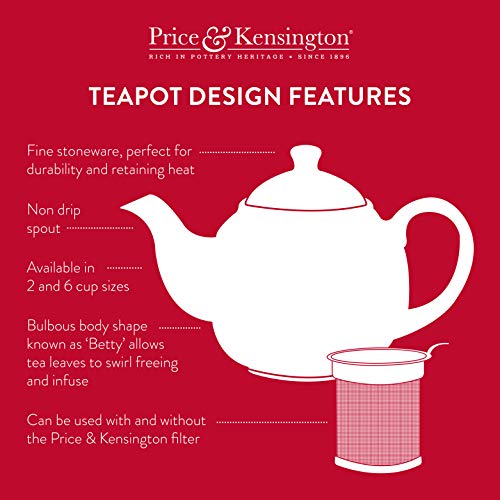 Price & Kensington 0056.613 - Tetera, Capacidad para 2 Tazas, tamaño pequeño, Color Rojo