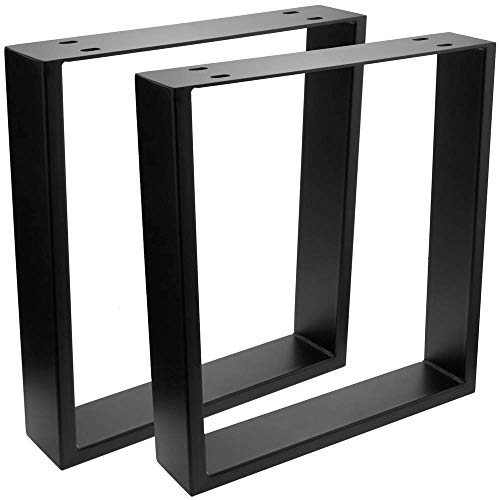 PrimeMatik - Pies rectangulares para mesita y banqueta Patas en Acero Negro 400 x 80 x 430 mm 2-Pack