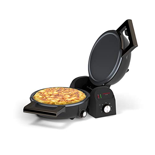 Princess 118000 Tortilla Chef, Doble Superficie de Cocción, Vuelta y Vuelta, 1300 W, Acero Inoxidable, Negro