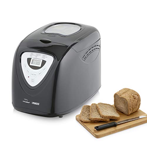 Princess 152009 Panificadora Completamente automática óptimo para dietas Especiales y alergias, Gluten, 15 programas, Temporizador Digital, Capacidad de 900 Gramos, Negra, 18/8 Stainless Steel, Negro