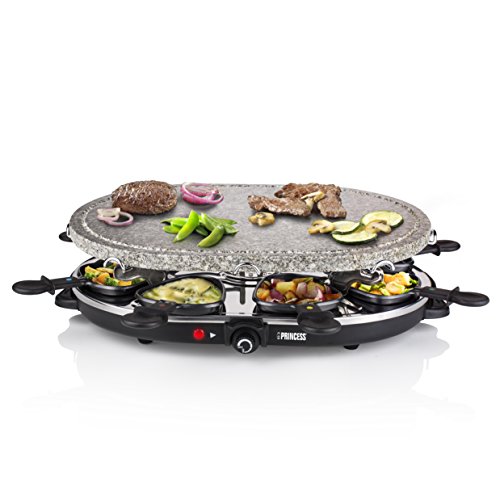 Princess 162720 - Parrilla para 8 Personas, Piedra Oval y Raclette Party