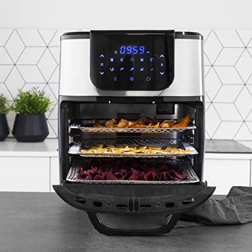 Princess 182075 DeLuxe - Horno Aerofreidora con Innovadora Cesta Giratoria, Horno y Freidora de Aire de Tamaño Compacto y Multifunción, 1800 W, 11 litros