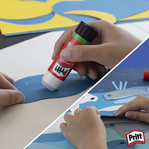 Pritt Barra Adhesiva, pegamento infantil seguro para niños para manualidades, cola universal de adhesión fuerte para estuche escolar y oficina, 2+1 x 22 g Pritt Stick