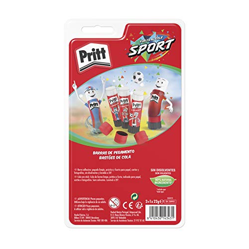 Pritt Barra Adhesiva, pegamento infantil seguro para niños para manualidades, cola universal de adhesión fuerte para estuche escolar y oficina, 2+1 x 22 g Pritt Stick