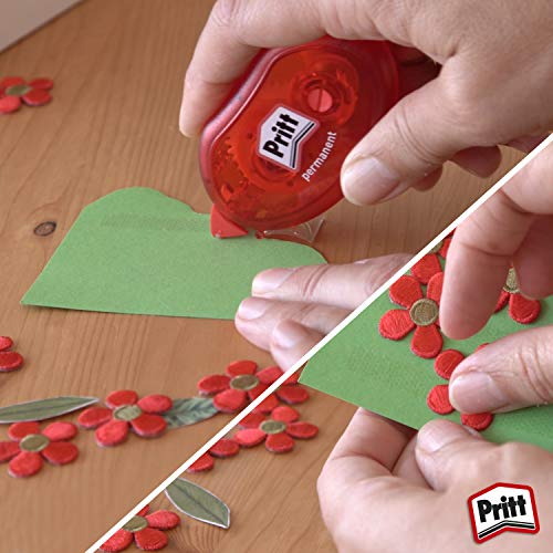 Pritt Roller Adhesivo, adhesivo permanente en cinta con forma de panal de abeja, pegamento transparente para escuela, oficina, hogar y más, 8,4 mm x 10 m