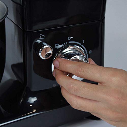 PRIXTON KR110 - Batidora Amasadora profesional para repostería con Batidora de cristal incorporada, Bol de acero de 4L y 3 accesorios de batido incluidos, Color Negro