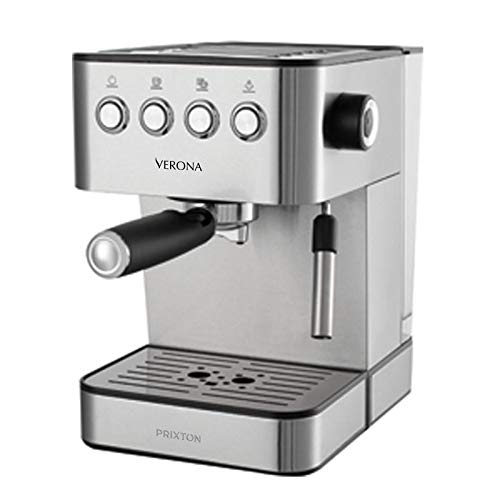 PRIXTON Verona - Cafetera Automática con 20 Bares, Potencia 850 W, Acero Inoxidable