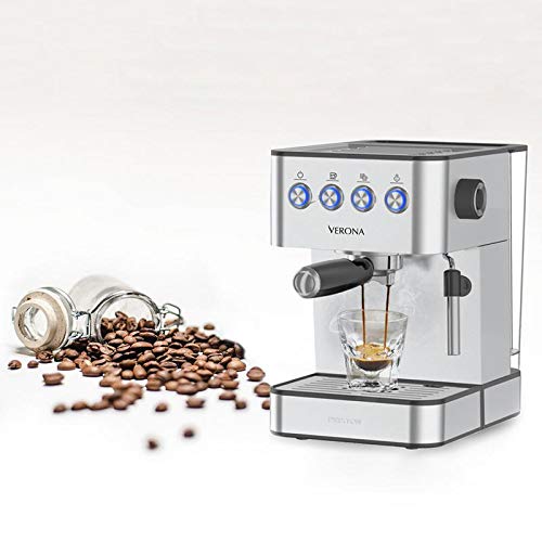 PRIXTON Verona - Cafetera Automática con 20 Bares, Potencia 850 W, Acero Inoxidable