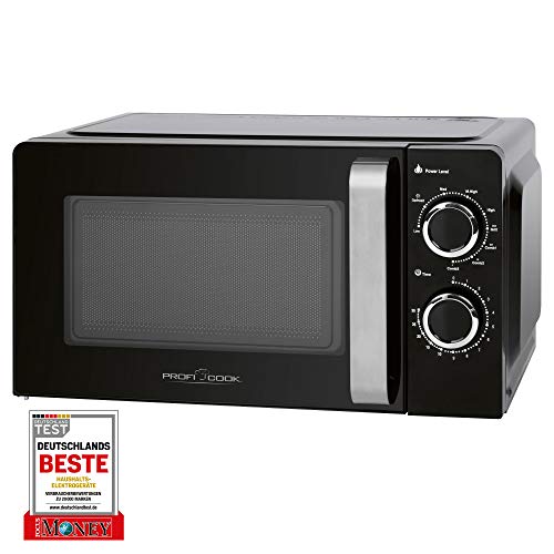 ProfiCook PC-MWG 1208 - Microondas con grill, 17 L, 900 W, 700 W, 6 niveles de potencia microondas, temporizador de 30 minutos con señal final