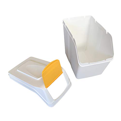 Prosperplast Juego de 3 Cubos de Reciclaje Capacidad Total 60 litros, apilable, Compartimentos en Color Blanco, 3x20 litros