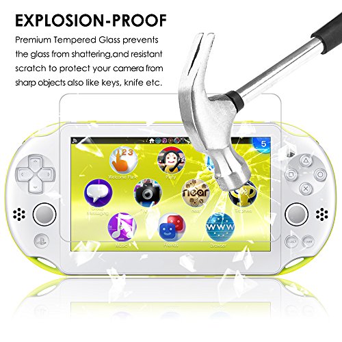 Protectores de Pantalla para Sony PlayStation Vita 2000 con Espalda Protectores, AFUNTA 2 Pack (4 piezas) de Vidrio Templado para Pantalla Frontal y HD Película de PET Transparente