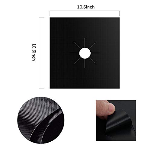 Protectores del rango del gas de, Ballery Protector de quemador Stovetop Liner Cover Clean Mat Pad - Antiadherente, Apto para Lavavajillas – Negro