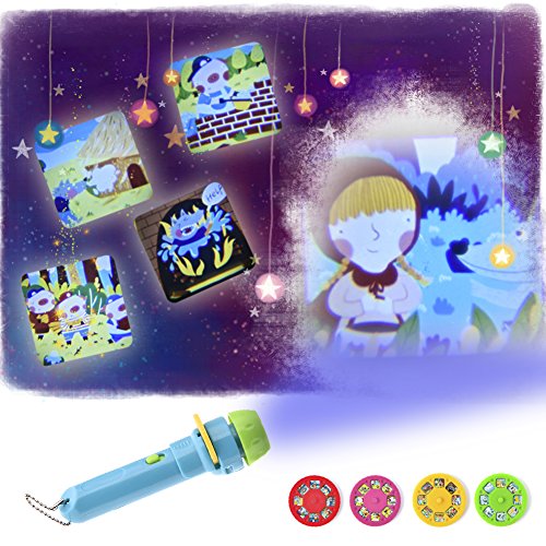 Proyector para niños, Starter Story Proyector para linterna Baby Flashlight Toys, 4 temas para 32 imágenes, Baby Bedtime Story Toys