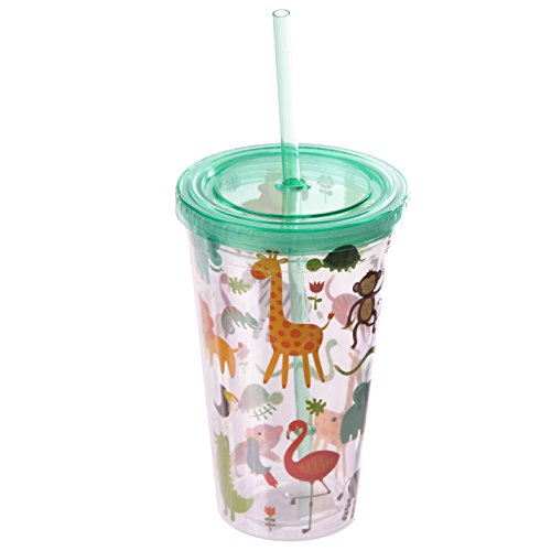 Puckator Niños – Vaso con Tapa y Pajita Zoo Animales