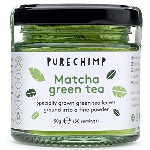 PureChimp - Juego de té matcha para té matcha (50 g, batidor eléctrico, cuchara matcha)