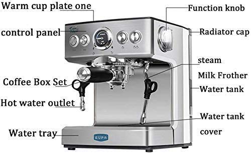 PXX Máquina de Café Italiana Del Hogar Vapor Semi-Automático de la Leche de la Bomba de Espuma Presión 15 Bar, Independiente de Acero Inoxidable Máquina de Espresso