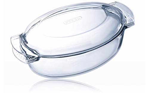 Pyrex 460A000/5043 - Cacerola ovalada de cristal con tapa, Transparente, 4.5L (1040712)