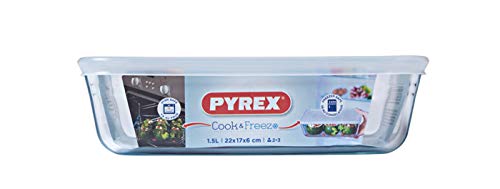 Pyrex Classic - Recipiente rectangular con tapa, 22 X 17 X 6 cm, 1,5 litros