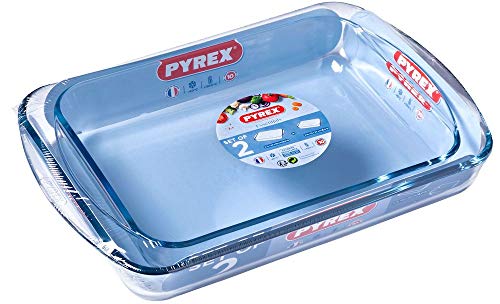 Pyrex Classic - Set 2 fuentes (35x23 + 40x27), Vidrio borolilicato, 41x28x6cm