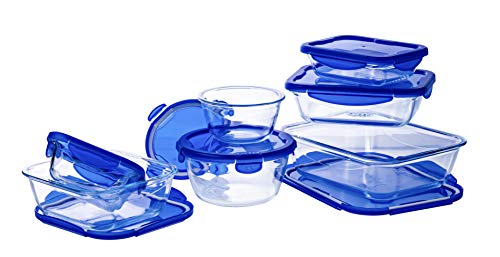 Pyrex Cook & Go Recipiente Cuadrado 16X16CM 85CL con Tapa Cook&GO, Azul, 2.26 cm