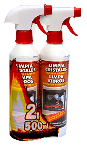 PYRO FEU 24512-12 Limpiacristales para chimenea Antihollin Pack de 2 x 500 ml