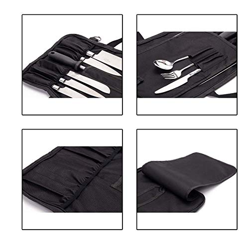 QEES - Bolso para Cuchillos (10 Compartimentos, Correa para el Hombro y Correa de Mano), Color Negro