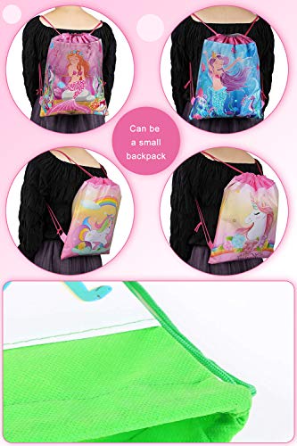 Qemsele Bolsa Mochilas Bolsas de cumpleaños, 12Pcs Tema Reutilizable Bolsas de Fiesta cordón Mochila Bolsas para cumpleaños niños la Fiesta favorece la Bolsa, Rellenos Bolsas Fiesta (Kitty)