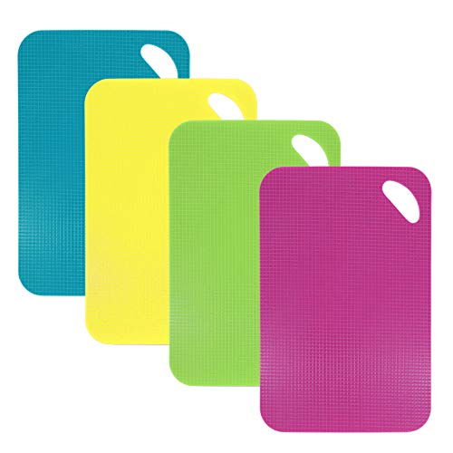 QH-Shop Tablas de Cortar de Plástico, Conjuntos de Tablas para Picar Flexibles Vistoso Antibacterial Antiadherente para Carne Pescado Vegetales Comida Cocinada & Extra 4 Juegos