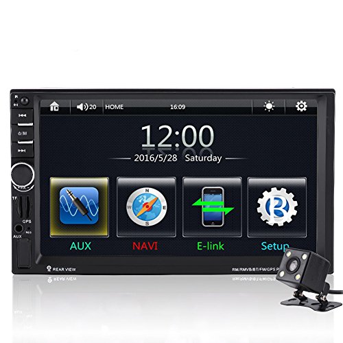 Qiilu 7" Reproductor MP5 de Coche Pantalla Táctil HD Bluetooth GPS Radio FM AUX con Control Remoto Cámara de visión Trasera