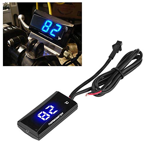 Qiilu Termómetro digital Medidor de la motocicleta Instrumento medidor de Temperatura del Agua azul