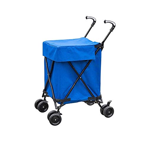 Qilo Carrito de Compras, Carrito de Compras Plegable portátil Desmontable, Plegable, Robusto, Estable Asistencia de Movilidad Carrito de Compras Carro portátil multifunción (Color : Blue)