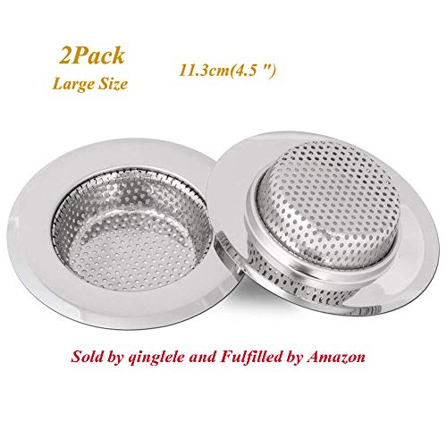 Qinglele 2 Unidades 11,3cm Filtro De Desagüe Del Fregadero De La Cocina, Filtro De Acero Inoxidable Para Fregadero Lavabo Bañera