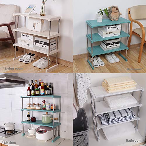 Qisiewell Estante de Cocina Estante de gabinete Estante de Almacenamiento estantería de baño Estante de baño Estante de baño Estante de Zapatos Estante de gabinete Base Blanco Soporte Plegable