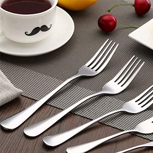 Qucher - Cubertería (tenedores de 18,2 cm, cuchillos de carne de 22,8 cm, cucharas largas de 19 cm, cucharas para sopa de 16,5 cm)